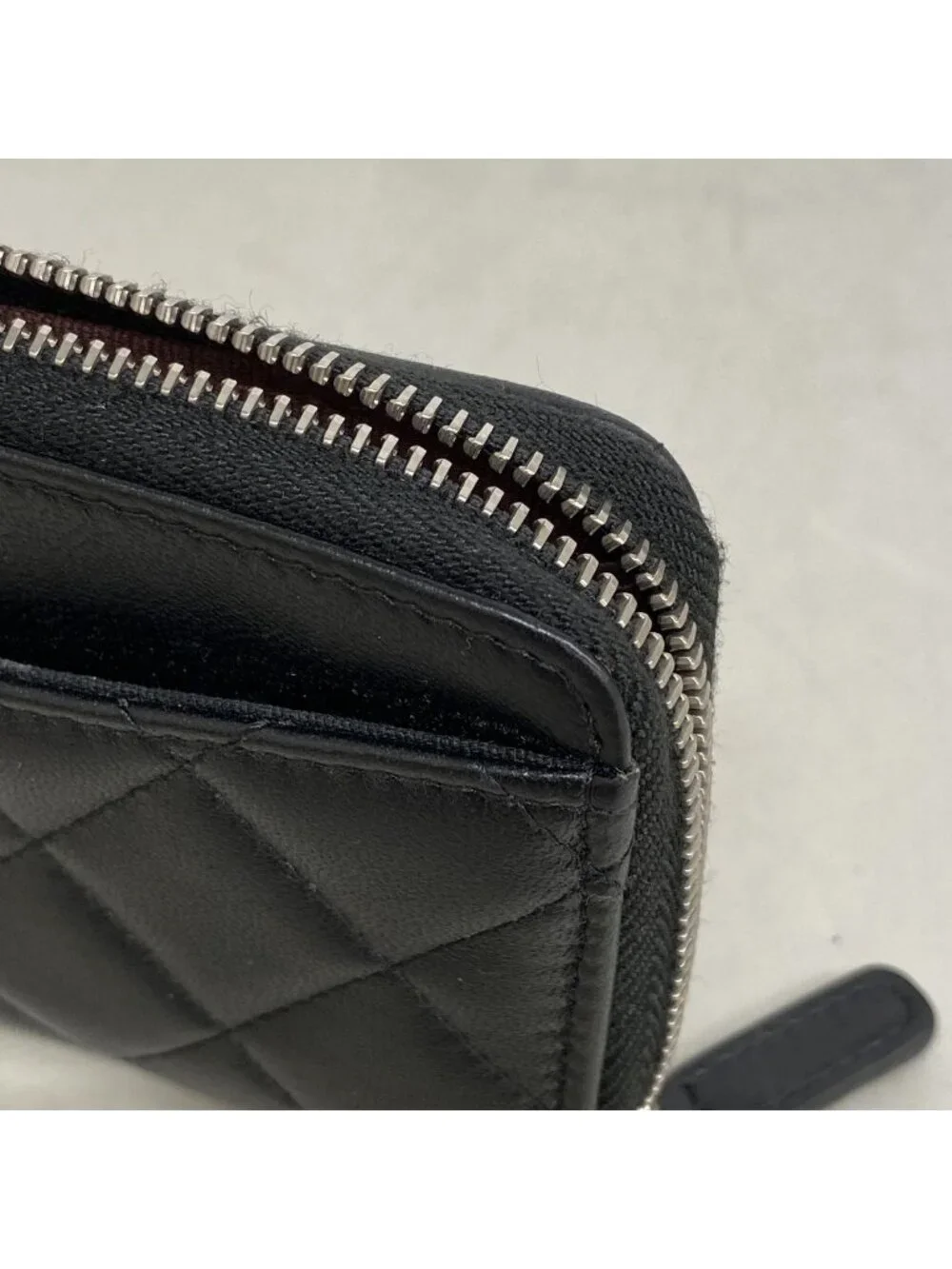 Chanel Coin Purse Quilted Lambskin Black Silver
